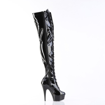 Pleaser DELIGHT-3023 Blk Str Pat/Blk