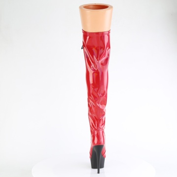 Pleaser DELIGHT-3029 Red Str Hologram Pat/Blk Matte