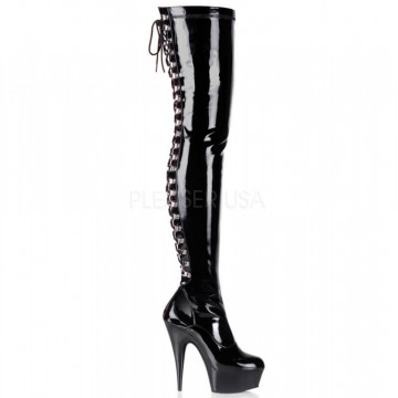 Pleaser DELIGHT-3063 Blk Str Pat/Blk