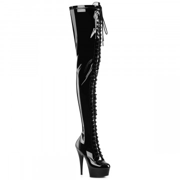 Pleaser DELIGHT-4023 Blk Str Pat/Blk