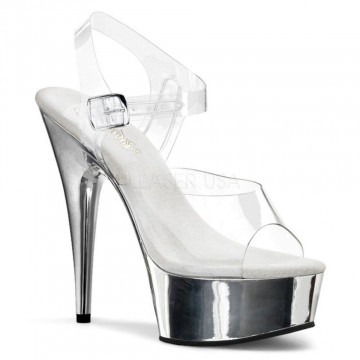 Pleaser DELIGHT-608 Clr/Slv Chrome