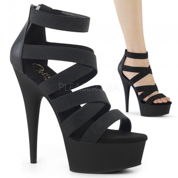 Pleaser DELIGHT-659 Blk Elastic Band-Faux Leather/Blk Matte