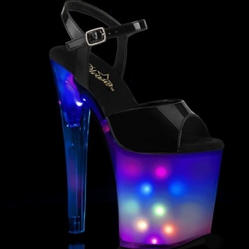 Pleaser DISCOLITE-809 Blk Pat/White Glow
