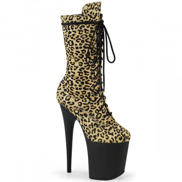 Pleaser FLAMINGO-1050LP Leopard Print Pony Hair/Blk Matte