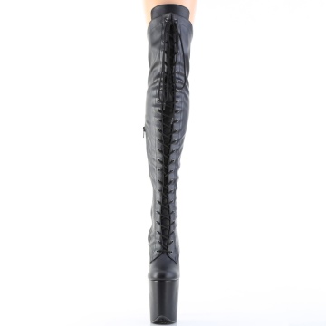 Pleaser FLAMINGO-3014 Blk Str. Faux Leather/Blk Matte