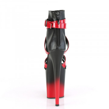 Pleaser FLAMINGO-800-15 Blk Faux Leather-Red Pat/Blk-Red Matte