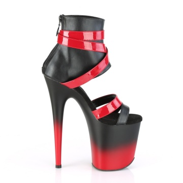 Pleaser FLAMINGO-800-15 Blk Faux Leather-Red Pat/Blk-Red Matte
