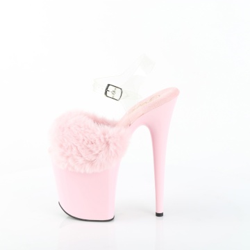 Pleaser FLAMINGO-808FUR B. Pink Faux Fur-Clr TPU/B. Pink