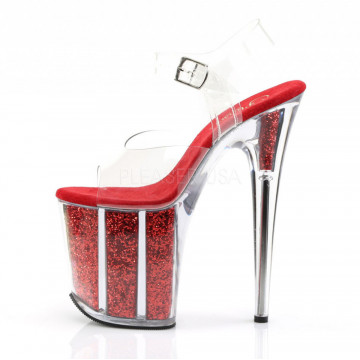 Pleaser FLAMINGO-808G Clr/Red Glitter