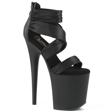 Pleaser FLAMINGO-820 Blk Faux Leather-Fabric/Blk Matte