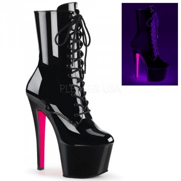 Pleaser SKY-1020TT Blk Pat/Blk-Neon H. Pink subito 5us 35eu