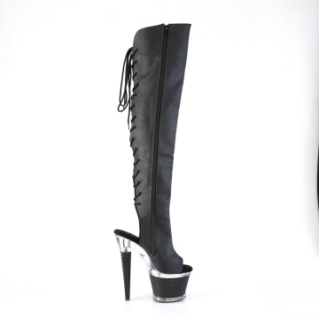 Pleaser SPECTATOR-3019 Blk Faux Leather/Clr-Blk Matte