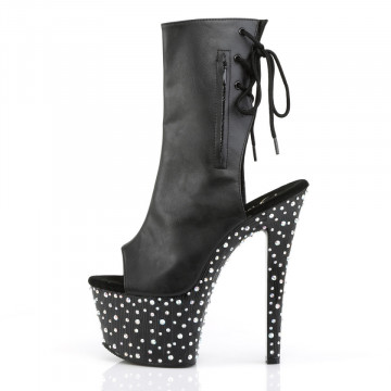 Pleaser STARDANCE-1018-7 Blk Faux Leather/Blk-Slv Multi RS