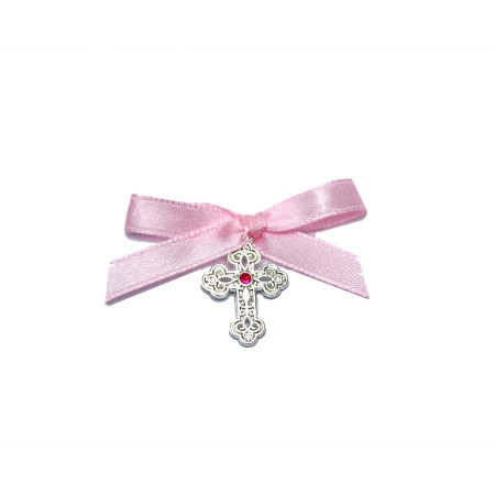 Cruciulite botez stras central, fundita roz Denikos® 92