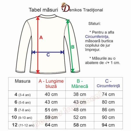 Ie camasa populara baieti, alba, broderie albastra motive traditionale romanesti, Denikos®TD235 - Img 3
