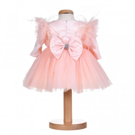Rochita botez fete, culoare somon, 3 piese, Denikos® H028 - Img 2