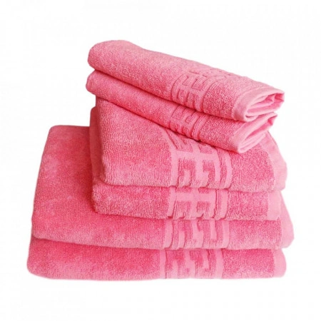 Set 6 prosoape groase si pufoase, bumbac, model grecesc, Corai, Denikos® 253 - Img 2