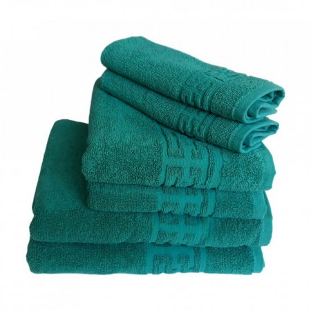 Set 6 prosoape groase si pufoase, bumbac, model grecesc, Verde, Denikos® 285 - Img 2