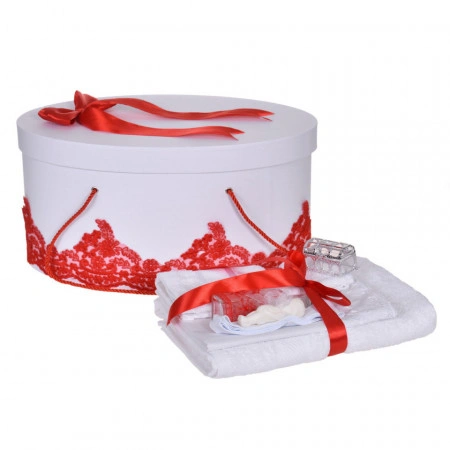 Set botez trusou, lumanare cu mesaj si cutie trusou decor dantela lata Rosie, Denikos® C1129 - Img 2