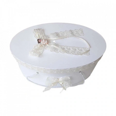 Set dantela trusou botez, cutie trusou si lumanare, Ingeras, decor ivoire, Denikos® 479 - Img 2