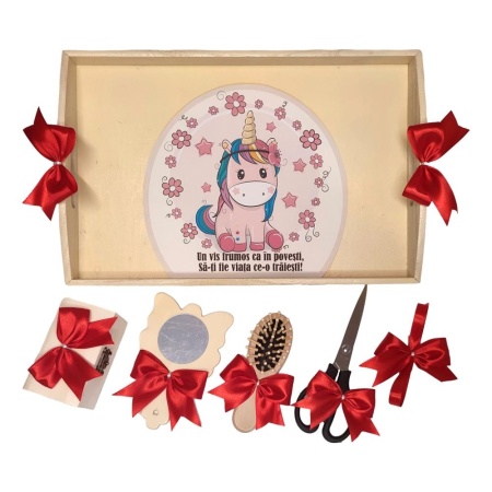 Set tava mot ruperea turtei tema Unicorn, fetita, fundite Rosii, Denikos® TV064 - Img 2