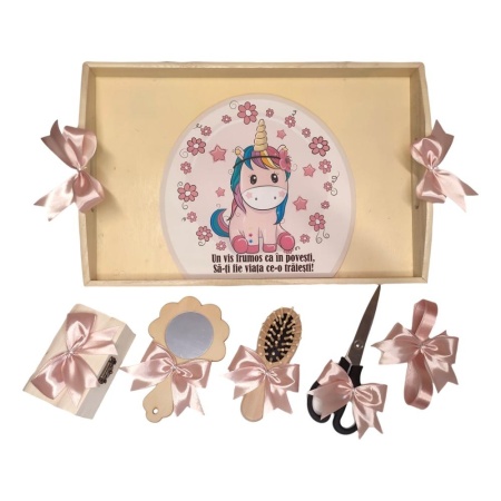 Set tava mot ruperea turtei tema Unicorn, fetita, fundite Roz pudrat, Denikos® TV059 - Img 2