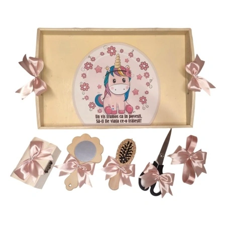 Set tava mot ruperea turtei tema Unicorn, fetita, fundite Roz pudrat, Denikos® TV059 - Img 2