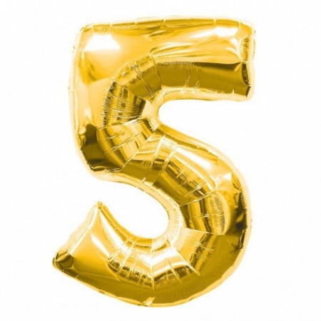 Balon folie cifra 5 auriu