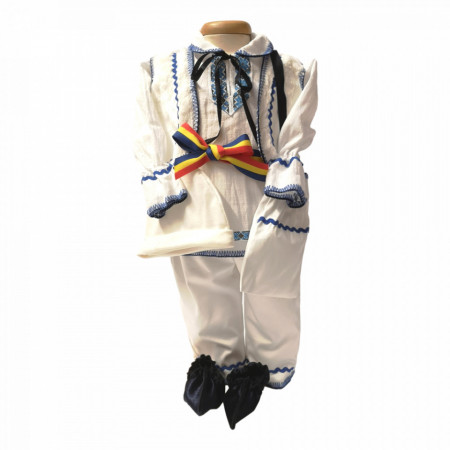 Costum national botez baiat, broderie Albastra, Denikos® 677