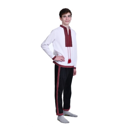 Costum traditional baiat, 2 piese, alb - negru, Denikos®TD215 - Img 2
