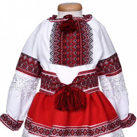 Costum traditional pentru fetite, 3 piese, copii 1 - 14 ani, alb - rosu, Denikos® 1030 - Img 6