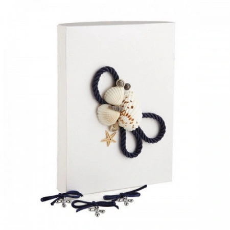 Set 50 cruciulite botez cu snur si cutie cadou decor bleumarin tema marina CC-016 - Img 2