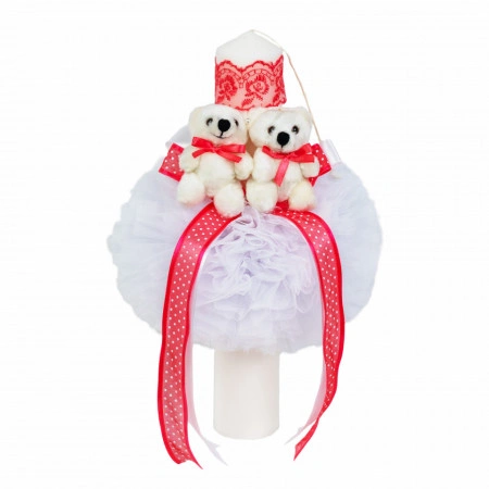 Set trusou botez, cutie trusou si lumanare, dantela si Ursuleti, decor corai, Denikos® 555 - Img 3