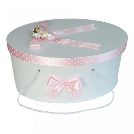 Set trusou botez, cutie trusou si lumanare, Ingeras, fundita roz, Denikos® 14 - Img 3