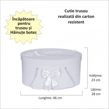 Cutie trusou botez dantela alba, diafana si fundite asortate, Denikos® 817 - Img 2