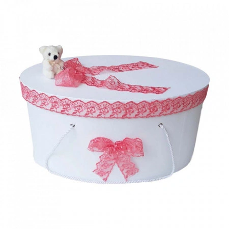 Cutie trusou botez dantela corai si ursulet, Denikos® 396 - Img 2