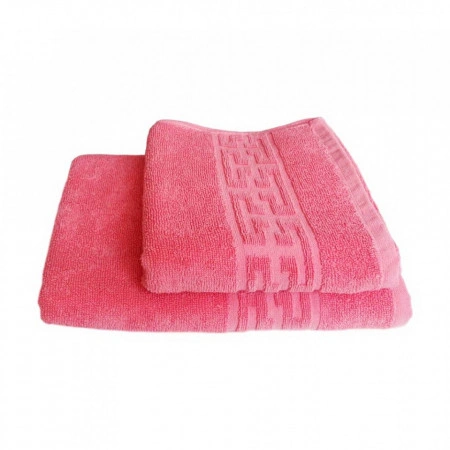 Set 2 prosoape groase si pufoase, bumbac, model grecesc, Corai, Denikos® 252 - Img 2