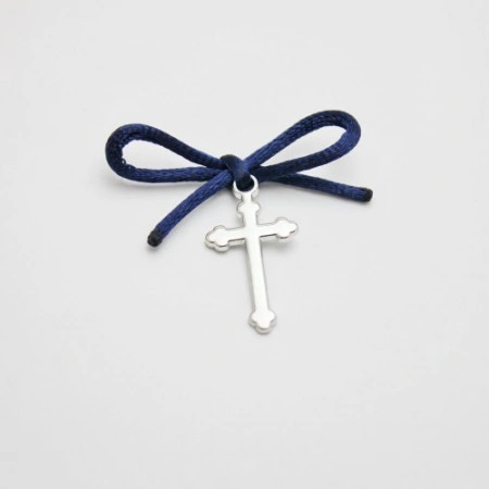 Set 50 cruciulite botez cu snur si cutie cadou decor bleumarin tema marina CC-016 - Img 3