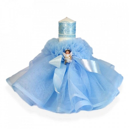 Set dantela trusou botez, cutie trusou si lumanare, Ingeras, decor bleu, Denikos® 477 - Img 2