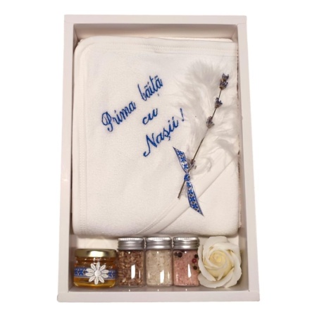 Set prima baita cu nasii, set baita dupa botez, traditional albastru, Denikos® NK92 - Img 2