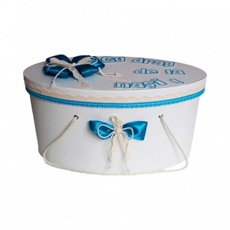 Cutie trusou botez personalizata, decor turcoaz, Denikos® 236 - Img 2