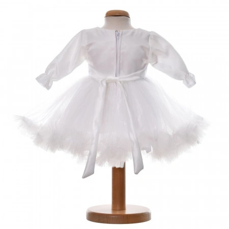 Rochie botez fata, culoare alb diafan, 2 piese, Denikos® H039 - Img 3
