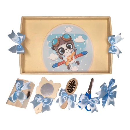 Set tava mot panda aviator, baietel 1 an, fundite bleu Denikos® TV002 - Img 2