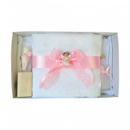 Set trusou botez, cutie trusou si lumanare, Ingeras, dantela roz, Denikos® 474 - Img 4
