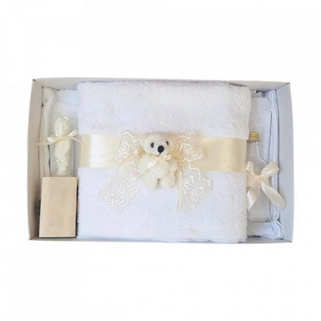 Set trusou botez si cutie trusou, Ursulet, dantela ivory, Denikos® 460 - Img 3
