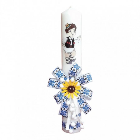 Cos cadou botez trusou si lumanare, taranel, decor traditional, Denikos® 665 - Img 2
