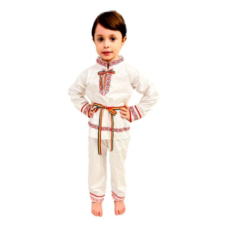 Costum national baietel, 3 piese, alb - rosu, 1 - 9 ani, Denikos® 0206 - Img 2