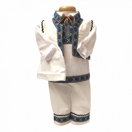 Costum traditional bebe baietel, Albastru, Denikos® 670