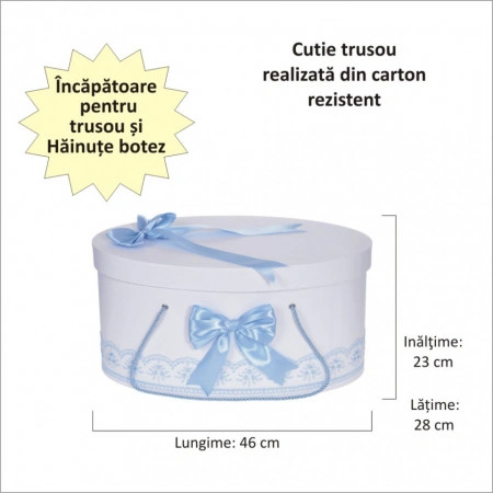 Cutie trusou botez dantela bleu si fundite asortate, Denikos® 815 - Img 2