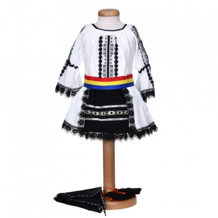 Set costum national fetita, trusou botez landou si lumanare, decor traditional, Denikos® C9284 - Img 4